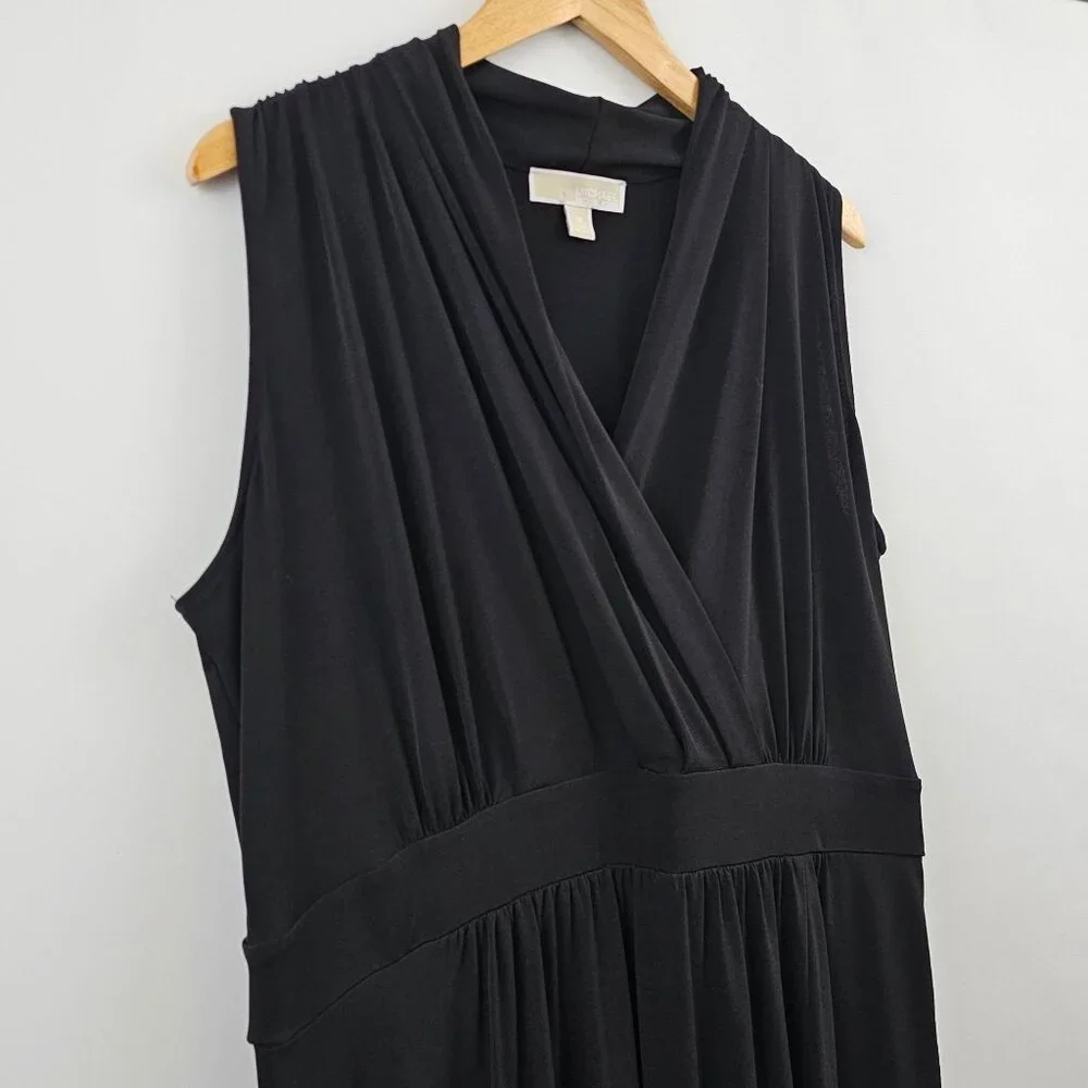 Michael Kors Maxi Dress 2X Black Sleeveless Stretchy Flowy Classic Travel Office